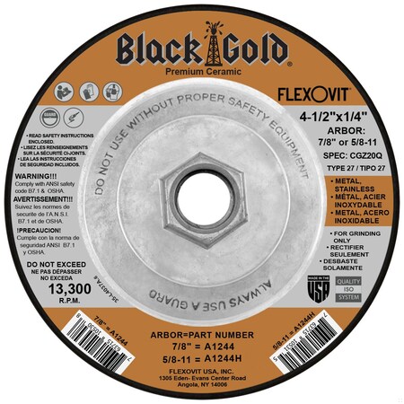 Flexovit DEPRESSED CENTER GRINDING WHEEL A1244H